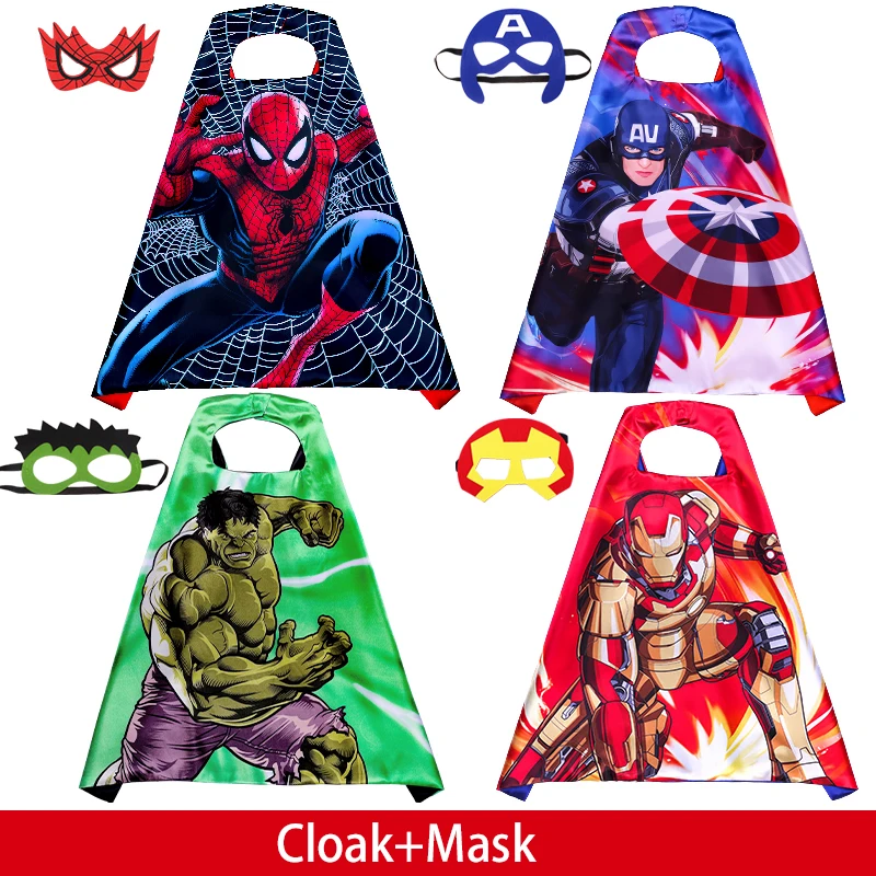 

Kids Superhero Spiderman Cloak Capes Captain America Iron Man Hulk Mask Suit Birthday Party Accessories Prop Gifts