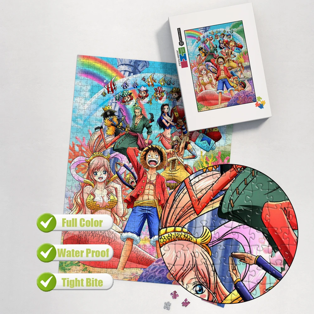 

One Piece Anime Jigsaw Puzzle Cartoon Figure Printed Puzzles for Adults Kids Educational Decompression Fun Family Game Toy Gifts