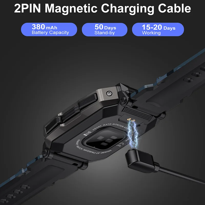 LIGE Military Smart Watch Men 5ATM Waterproof Smartwatch For Android iOS Fitness Swim Bracelet Camouflage Digital Watch Outdoor