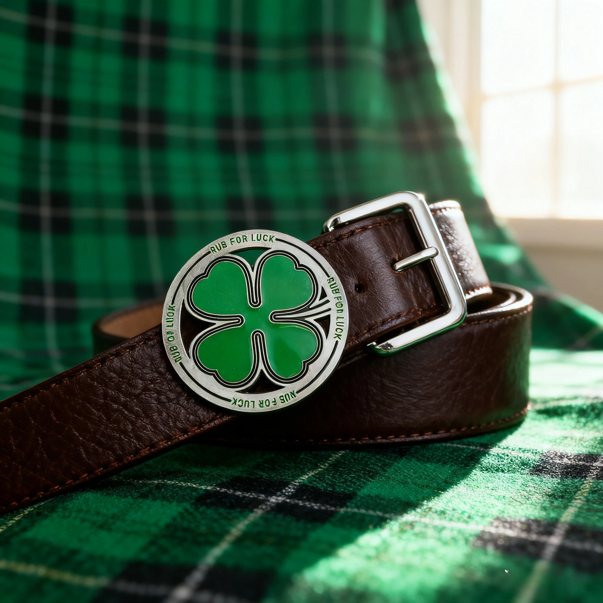 Outdoor Hunting Outfit - Four Leaf Clover Belt Buckle Round