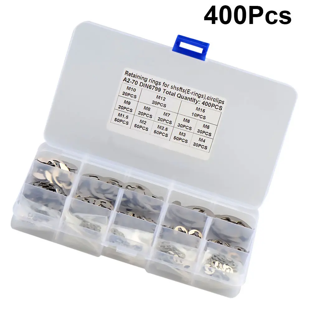 

Набор стопорных колец из нержавеющей стали M1.5 - E-образные, открытого типа, износостойкие, для валов