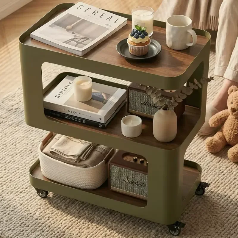Mobile Coffee Table Trolley for Living Room Bedside Multifunctional Meal Side Rack Kitchen Islands and Carts Storage
