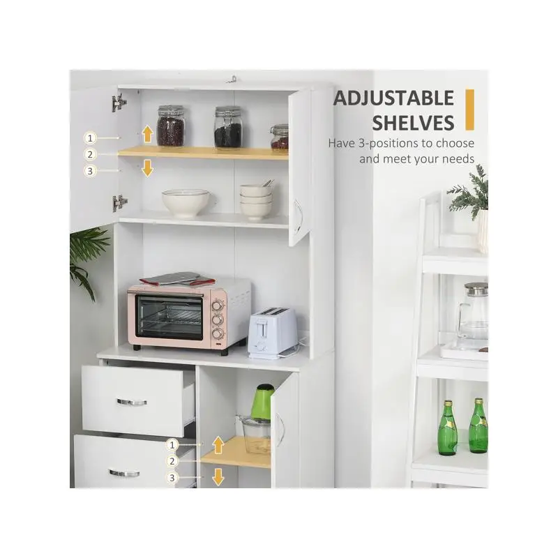 Storage Cabinet for Kitchen - Multi-Functional Organizer with Adjustable Shelves & Doors, Ideal for Home & Dining Space, Modern