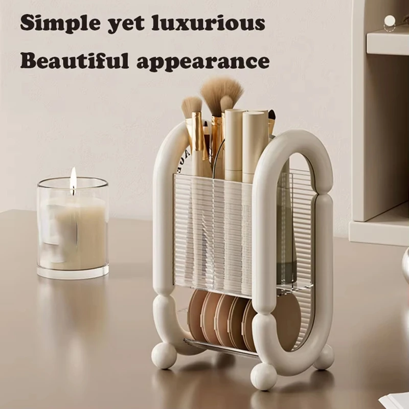 ABWR-Tempat Kuas Rias Akrilik, Kotak Penyimpanan Lipstik & Kosmetik Transparan, Organizer Meja untuk Alat Rias