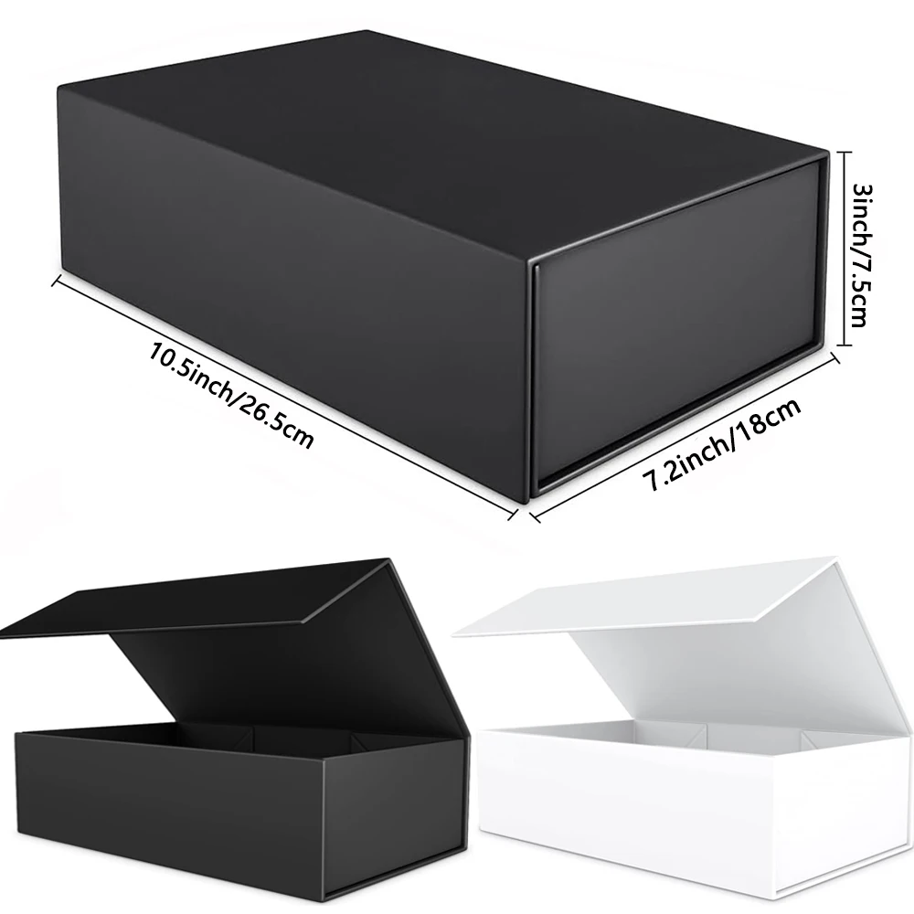 1/5pcs Pink /black Ribbon Gift Box with Lid for Present, Magnetic Closure Rectangle Collapsible Gift Box, Jewelry Gift view 3