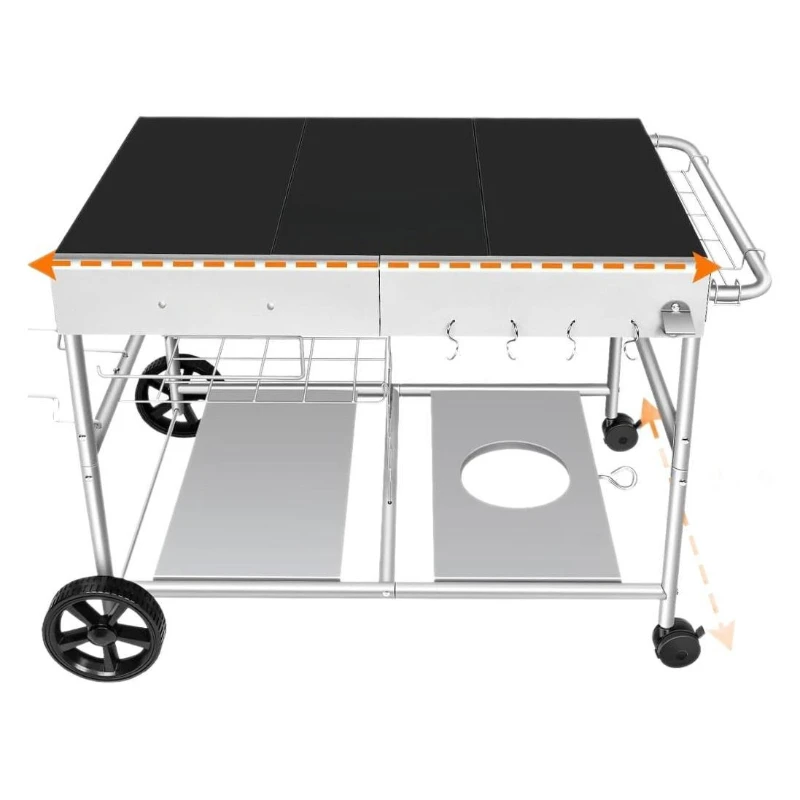 

Removable folding pizza oven table holder pizza oven cart barbecue cart snack cart