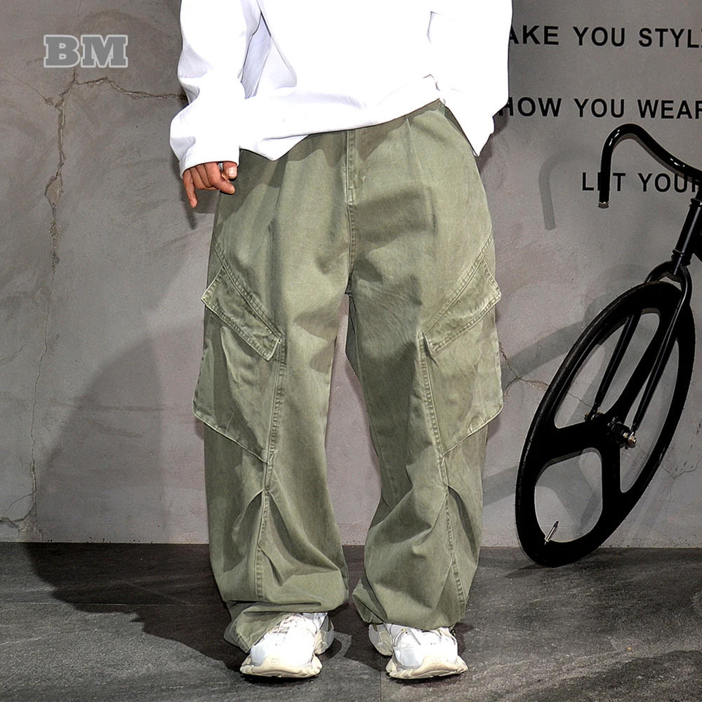 Korean Popular Clothes Vintage High Quality Cargo Pants Men Hip Hop Skateboard Pants Streetwear Baggy Trousers Harajuku Casual