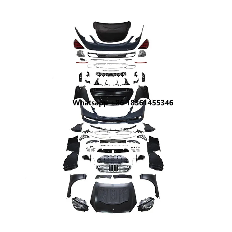 

Upgrade W222 Style BodyKit Grill Trunk Lid Fender LED Headlights Tail Light Hood Bumper Body Kit For Benz 200
