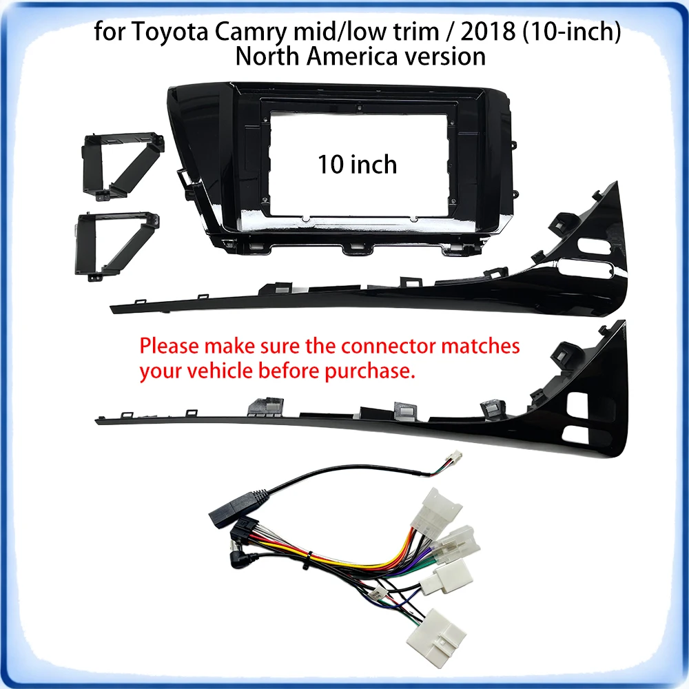 Car Radio Fascia Frame For Toyota Camry XV70 2018 10 inch Mid/Low Trim North America Version Wiring Harness
