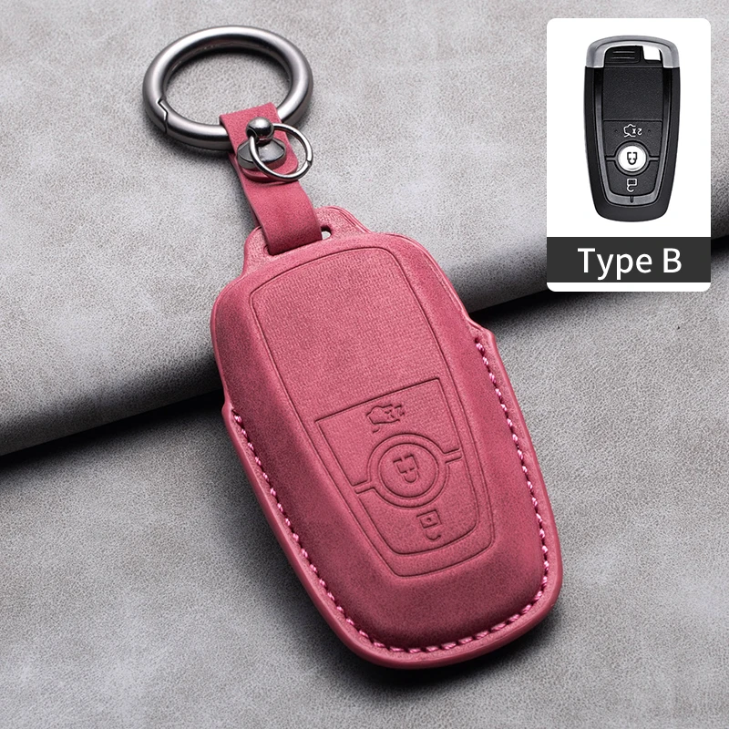 

For Ford Focus MK2 MK3 Fiesta Mondeo Mk4 Ranger MK7 Accessories New Fashion Leather Car Key Fob Case Cover Protector Car Styling