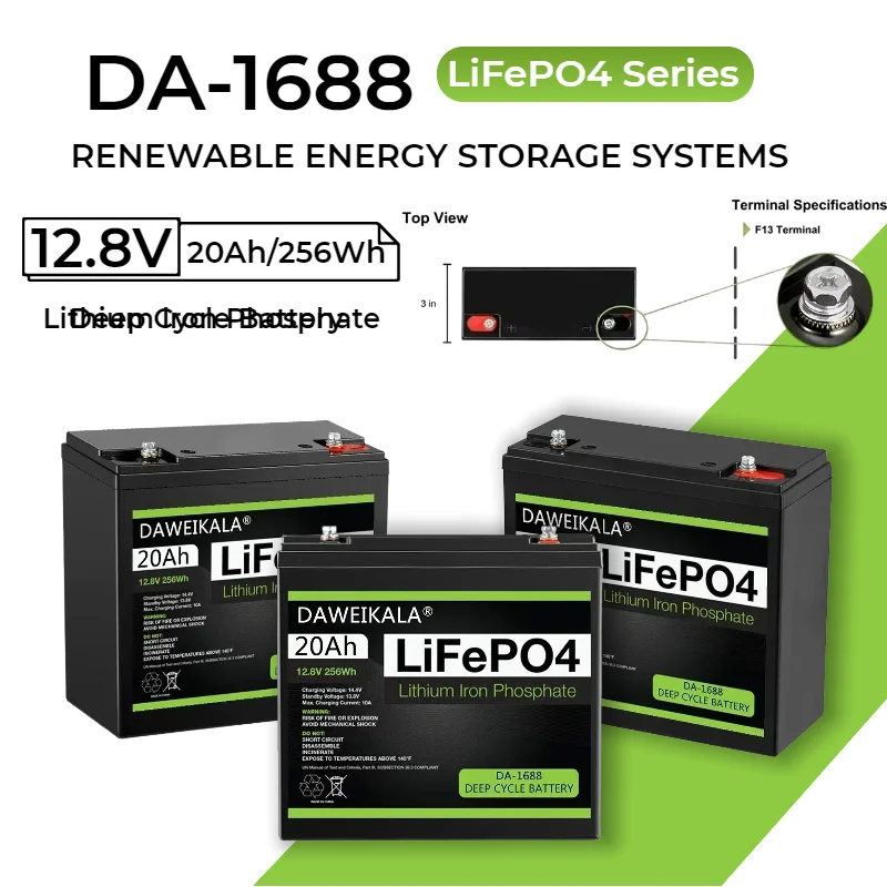 

High Power 12V 20Ah LiFePo4 Rechargeable Battery for Trolling Motor Kayak Boat Kid Scooter Lithium Iron Phosphate Battery