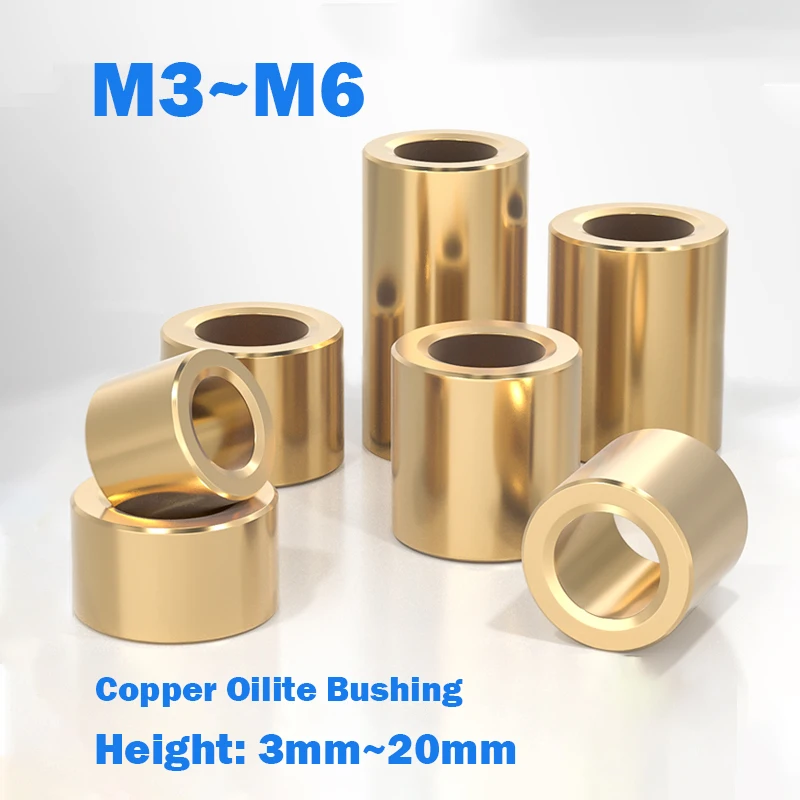 3mm~20mm Metric Powder Metallurgy Oilite Bushing Copper Shaft Bushing Inner Diameter M3 M4 M5 M6 Small Bushing Height