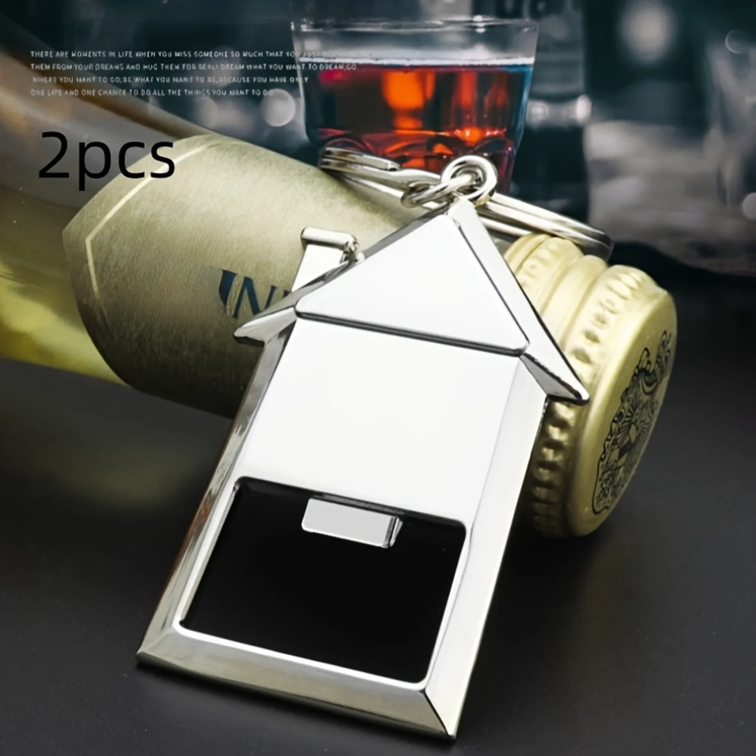 2pcs House Shape Keychain Bottle Opener, Creative Multifunctional Keychain For Car Keys, Backpacks, Wallets