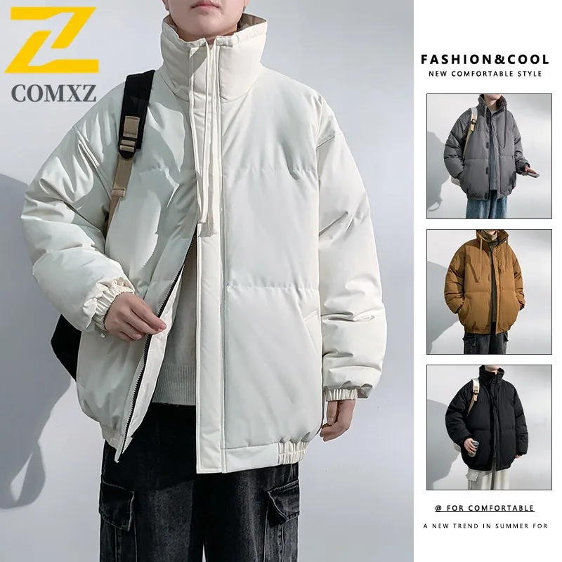COMXZ 2025 Winter Men Graphene Cotton Jacket Detachable outdoor  Hooded Waterproof Windproof Solid Color Thick Fleece Lined Coat