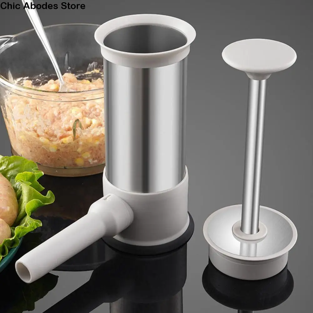 

Homemade Manual Sausage Maker Stainless Steel Press Type Sausage Stuffer with Filling Nozzle Meat Ball Mold Restaurant