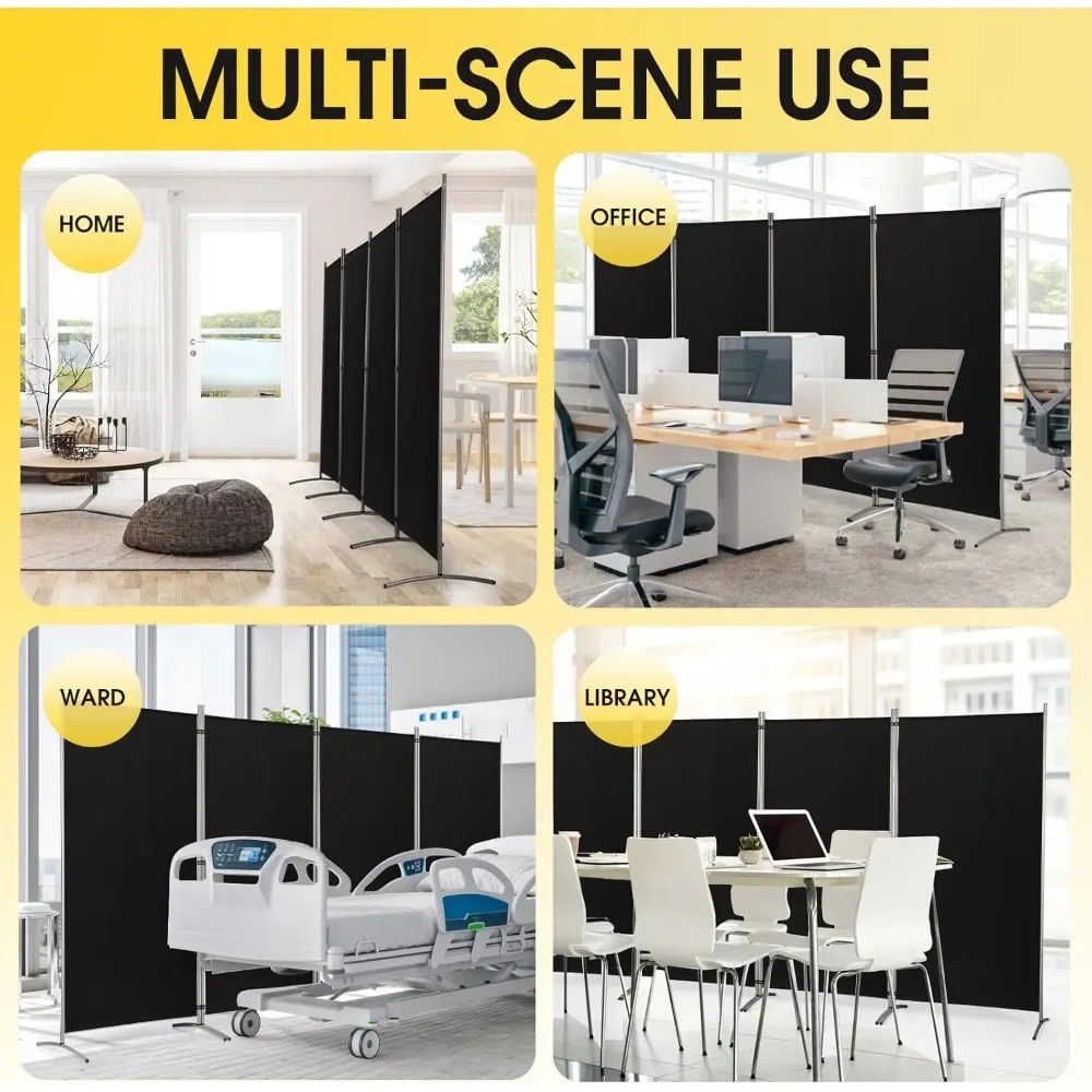 

4 Panel Room Divider, 6 Ft Tall Folding Privacy Screen Room Dividers, Freestanding Room Partition Wall Dividers, Black