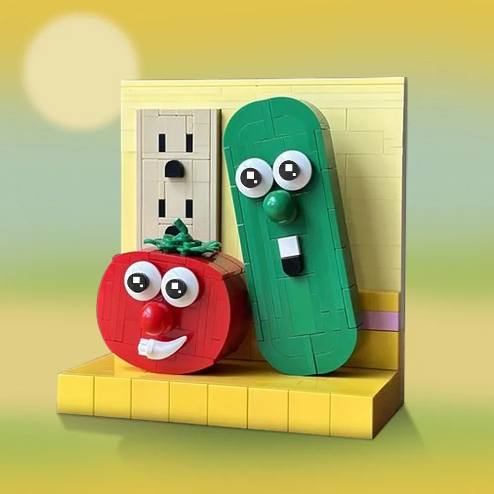 

MOC Популярное аниме VeggieTales Боб и Ларри Brickheadz Модель VeggieTales Боб и Ларри Фигурки Строительные блоки Игрушки Подарки