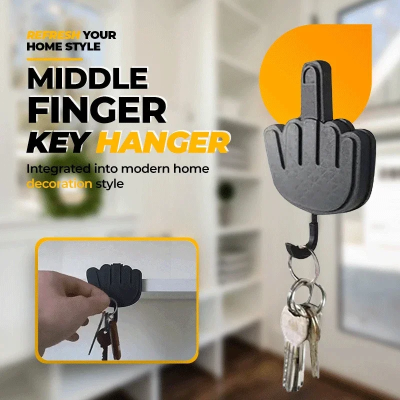 Middle Finger Key Hanger Car Hanger Hook Car Accessories Holder Hook Mask Holder Creative Car Organizer Stand Keychain Holder