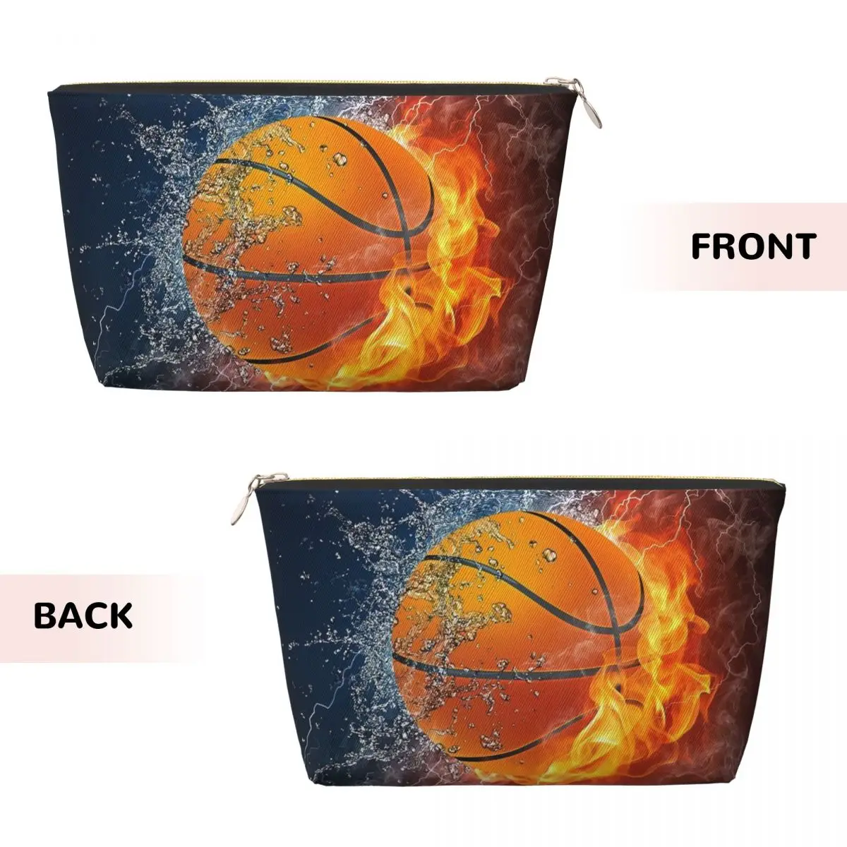 Custom Basketball Ice And Fire Makeup Bag Women Travel Cosmetic Organizer Kawaii Sport Player Storage Toiletry Bags