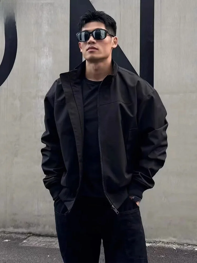 

Bla ort American Sle Flight Jaet Men's Autumn Hard Han Outfit Tee Proof Stand Collar Boxy Workwear Coat Youth Trend