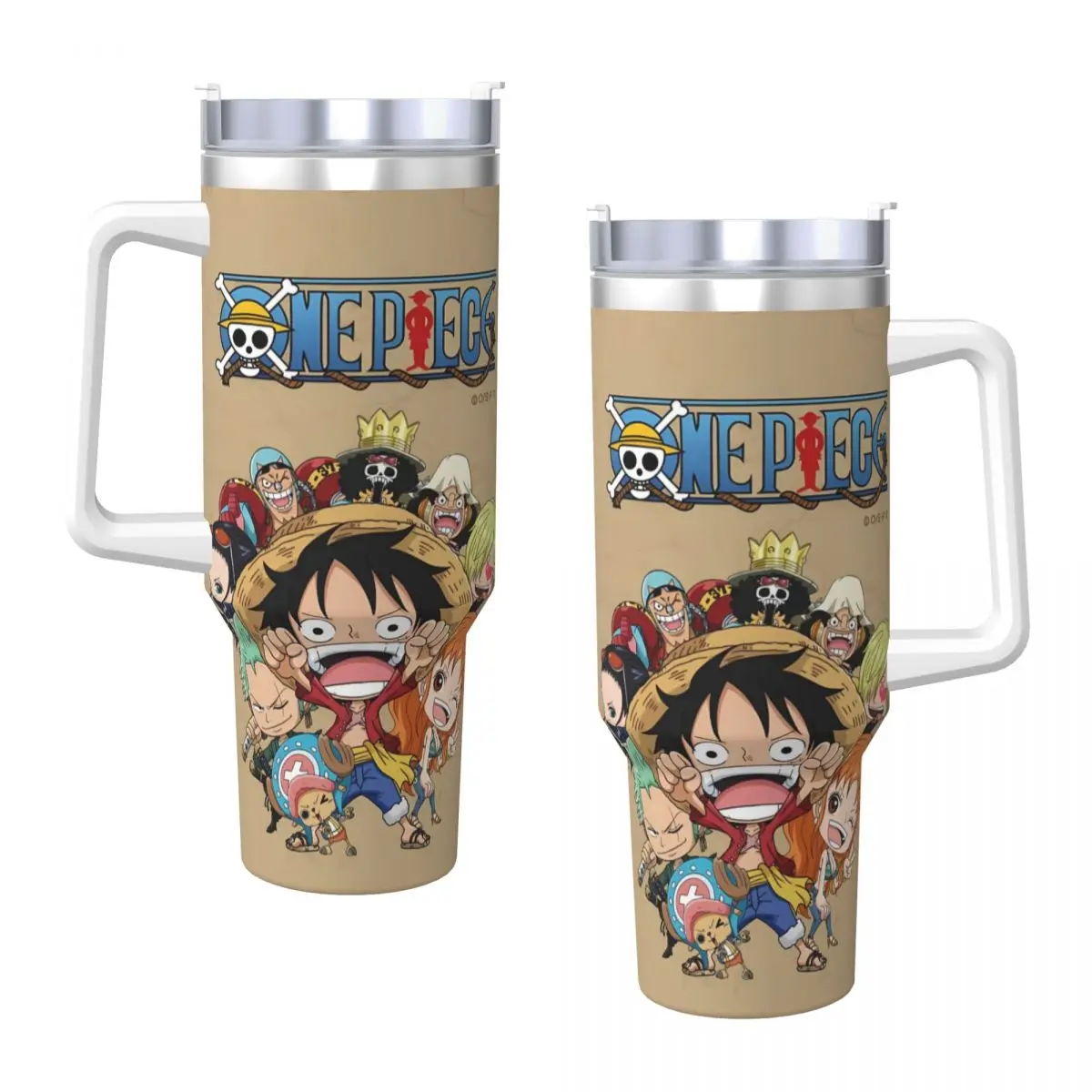 Stainless Steel Tumbler O-One Anime P-Piece Car Mugs With Straws Travelist Water Bottle Insulated Large Capacity Coffee Mug