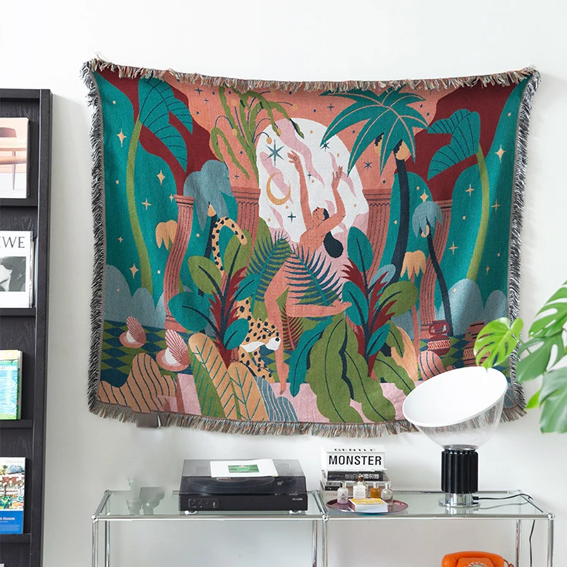 

Nordic Throw Blanket Multifunction Forest Dancer Travel Decoration Slipcover Cobertor Leaves Hanging Tapestry Sofa Bed Sheet