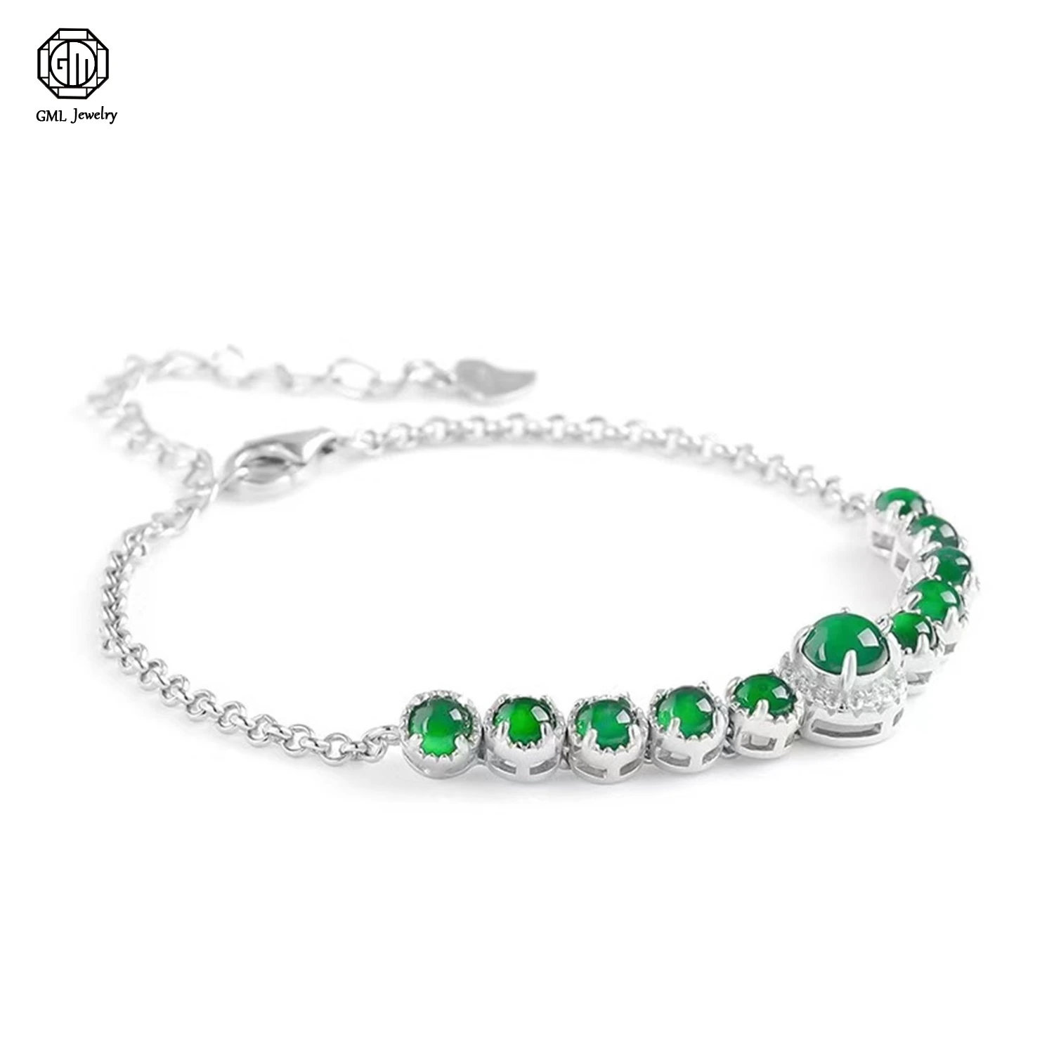 Natural Grade A Jadeite Yang Green Beaded Bracelet Ice Translucent Women High End Fashion Exquisite Holiday Gifts Jewelry Gift