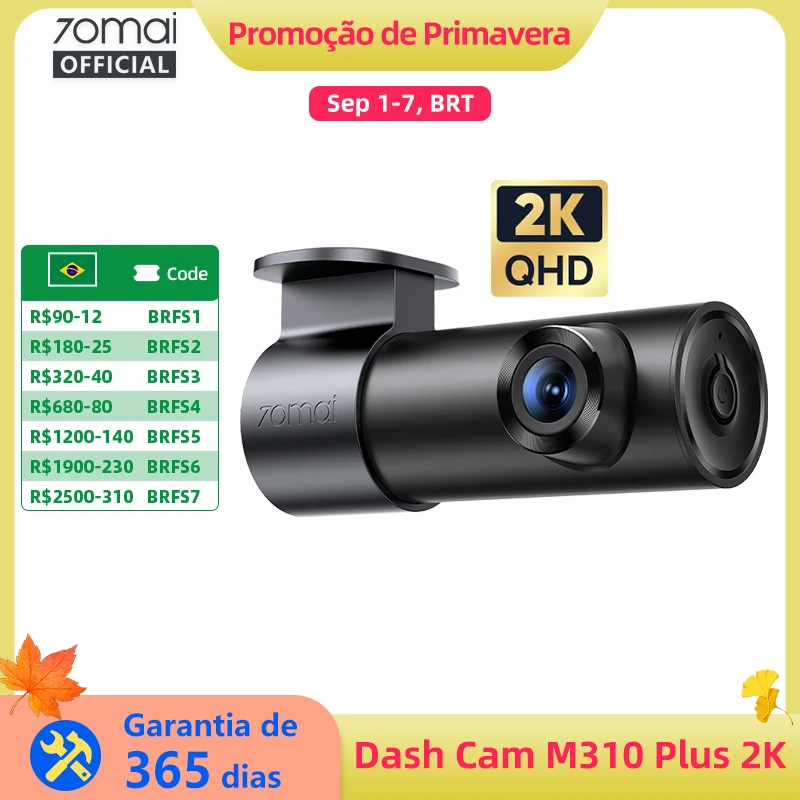 Câmera Veicular 70mai M310 Plus 2K 1440P 143 ° Câmera Veicular 70mai M310 Plus 2K com Visão Noturna, Controle de Voz Inteligente FOV F1.55 e Monitoramento de Estacionamento 24H