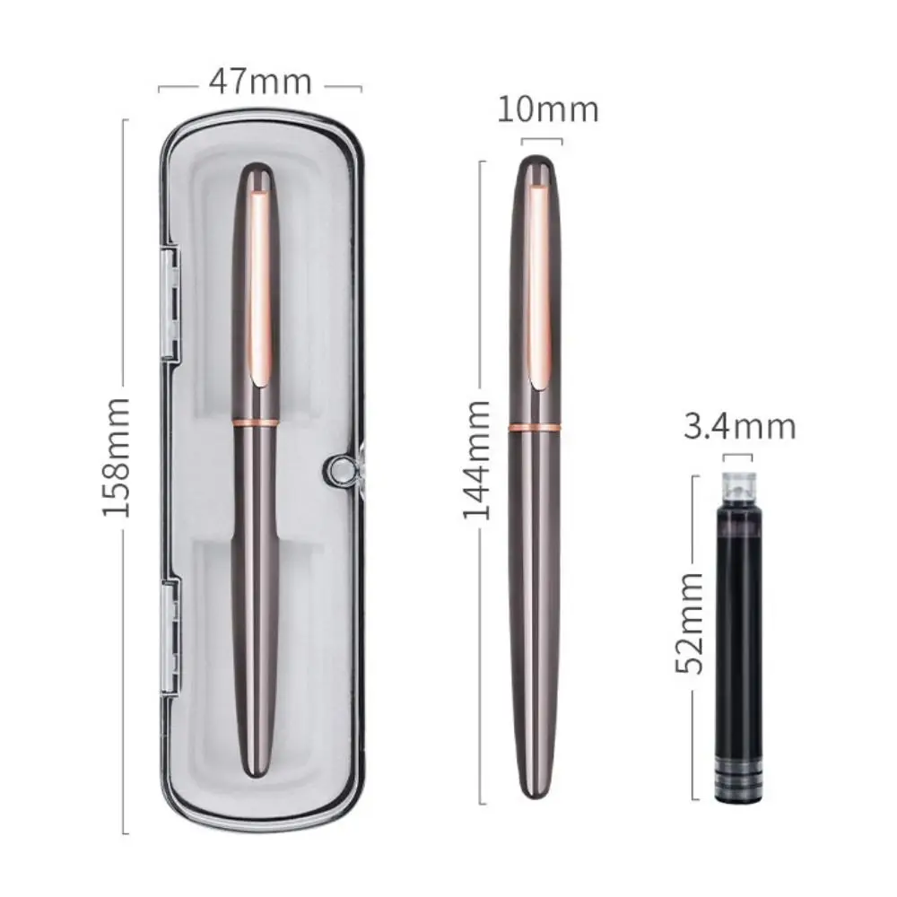 Business Fine Nib Metal Fountain Pen Smooth Writing Calligraphy Gift Ink Pens Drawing Handwriting Signature Pen Student Use