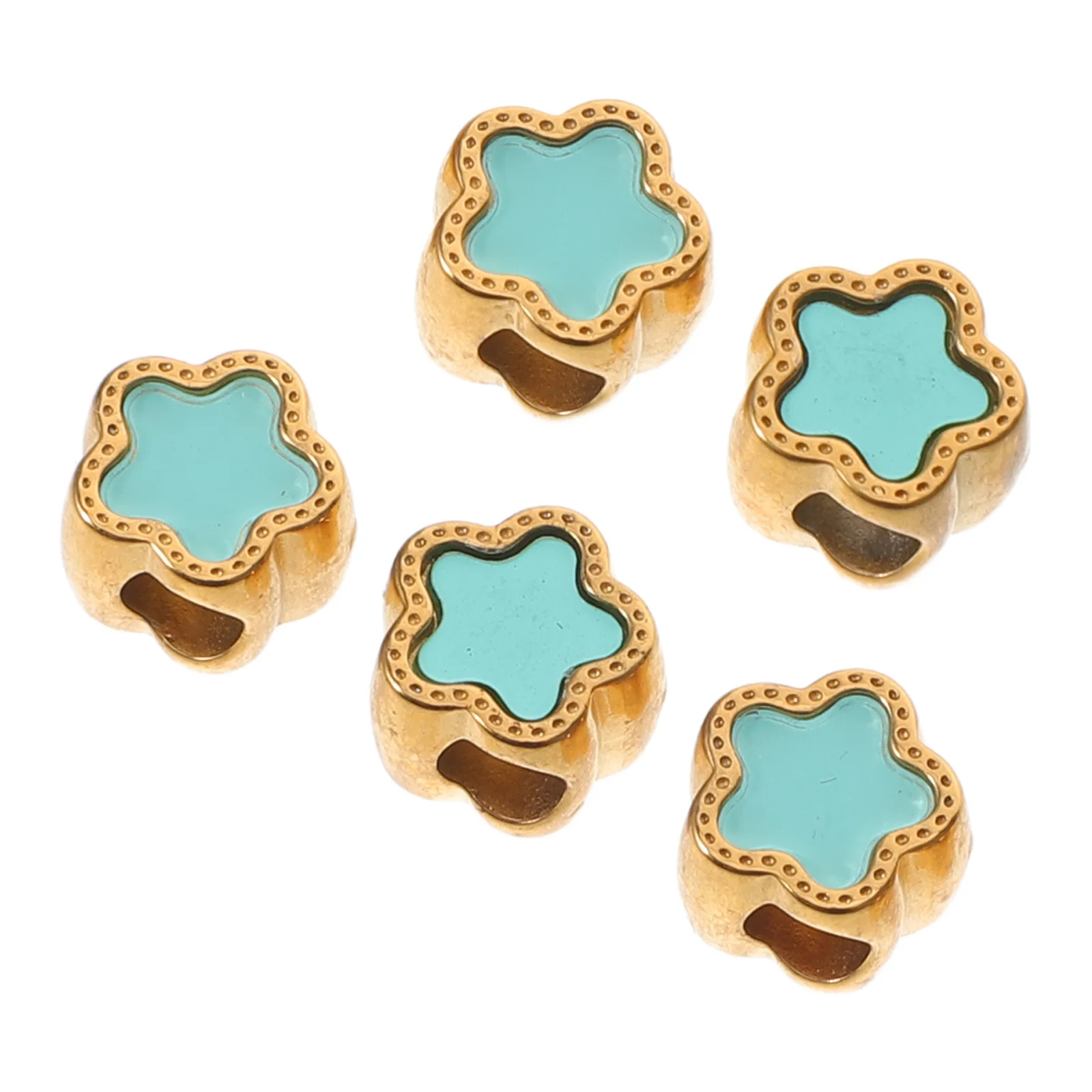 

5pcs Star Spacer Stainless Steel Large Hole Loose For Bracelets Necklaces Diy Jewelry Making Accessories Lightweight