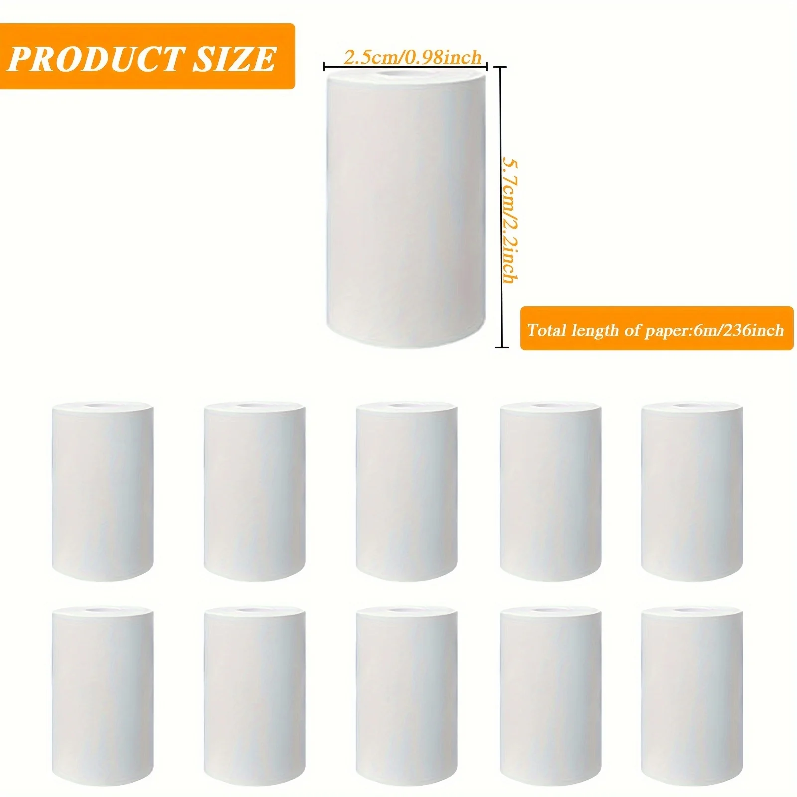 57x25mm High-Quality Thermal Paper - Inkless/Waterproof/Oil-Proof, Fit Mobile Thermal Printers, Note-Taking/Photo Printing