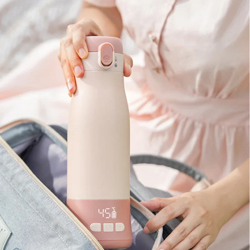 Portable Wireless Electric kettle Rechargeable Constant Temperature Real-time display Heating Milk Bottle for Baby 9000mah