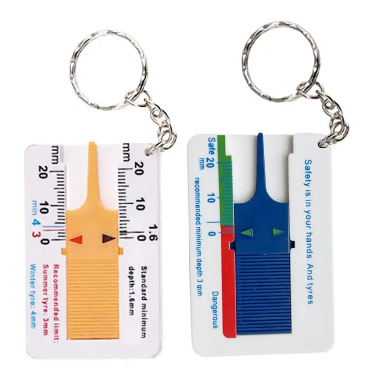 Tire Tread Gauge Professional Depth Gauge With Keyring Tire Measure High Precision Portable Tread Thickness Ruler For Car Motorc