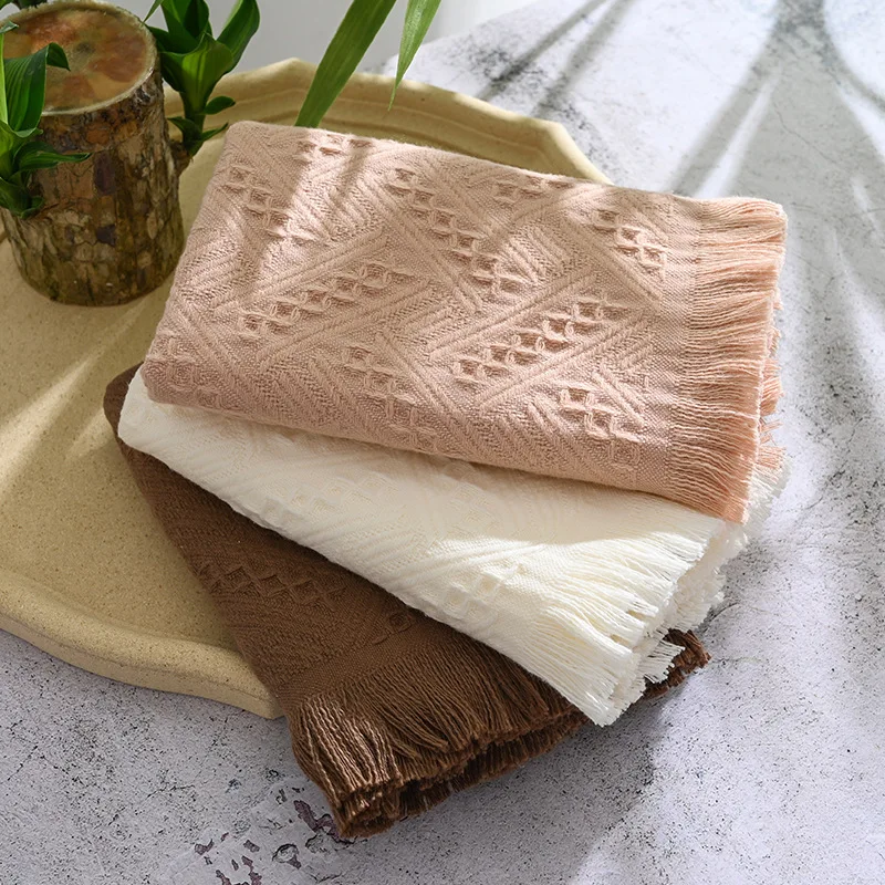 1PCS Tasseled Hand Towel Gift Towels Absorbent Face Towel Soft Cotton