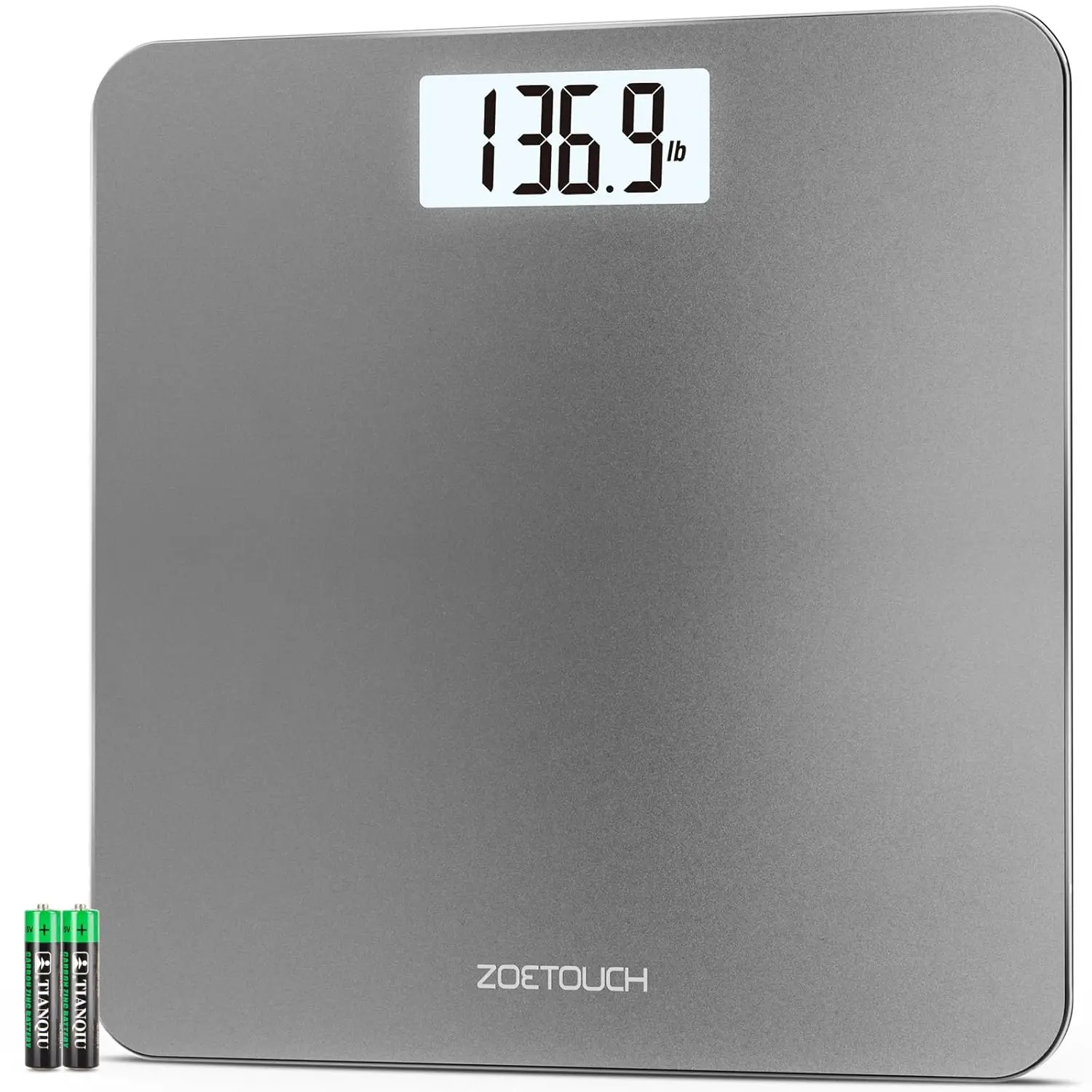 

Digital Bathroom Scale with Backlit LCD, High Precision Grey Weighing Machine, 396lb/180kg Capacity, Batteries Included