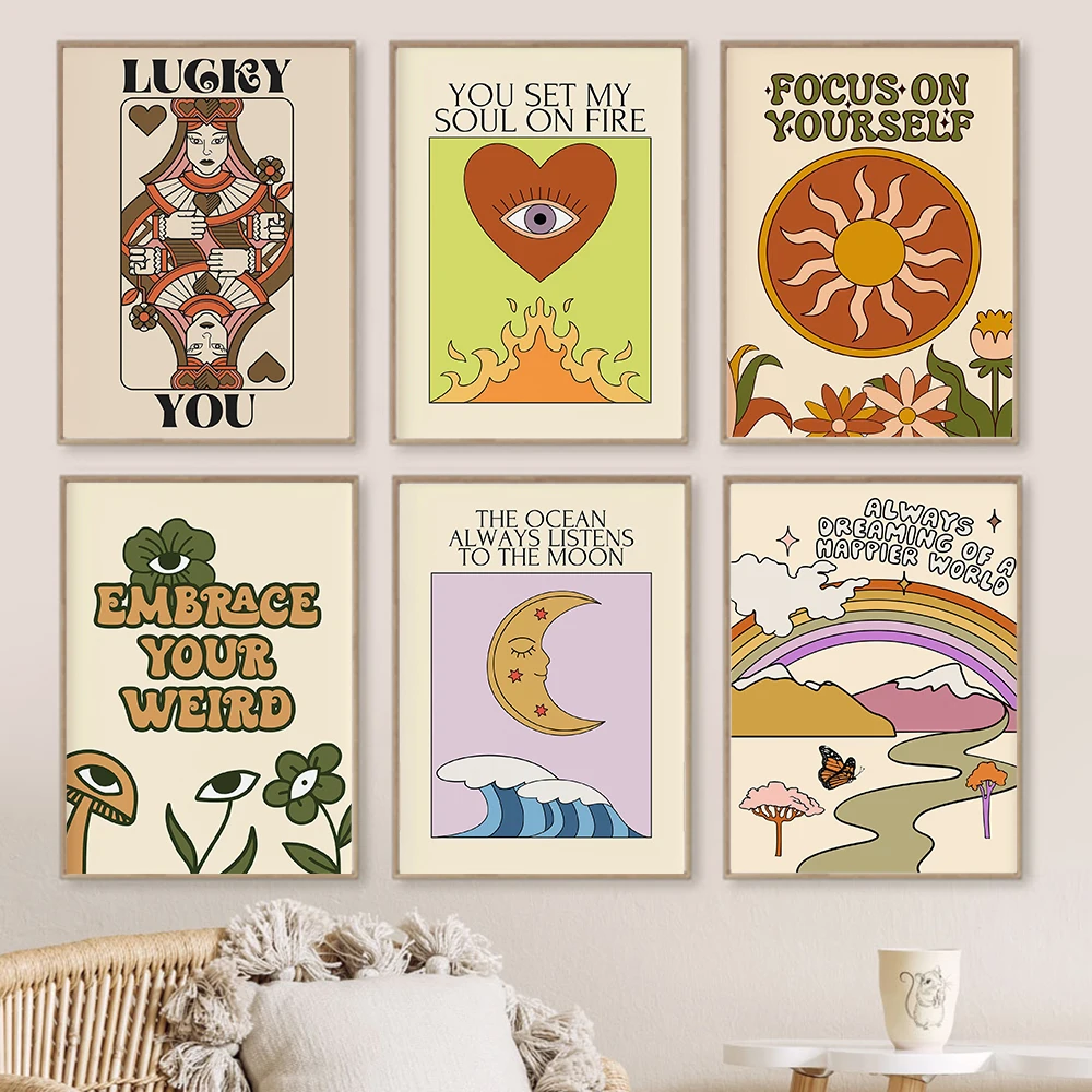 Lucky You Playing Card Print Queen Trendy Aesthetic Game Funky Wall Art Pictures Retro Cool Dorm Positive Happy World Poster