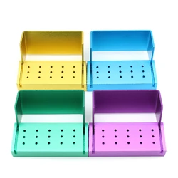 15 Holes Aluminium Dental Burs Holder Block Dental Disinfection Box for FG Burs