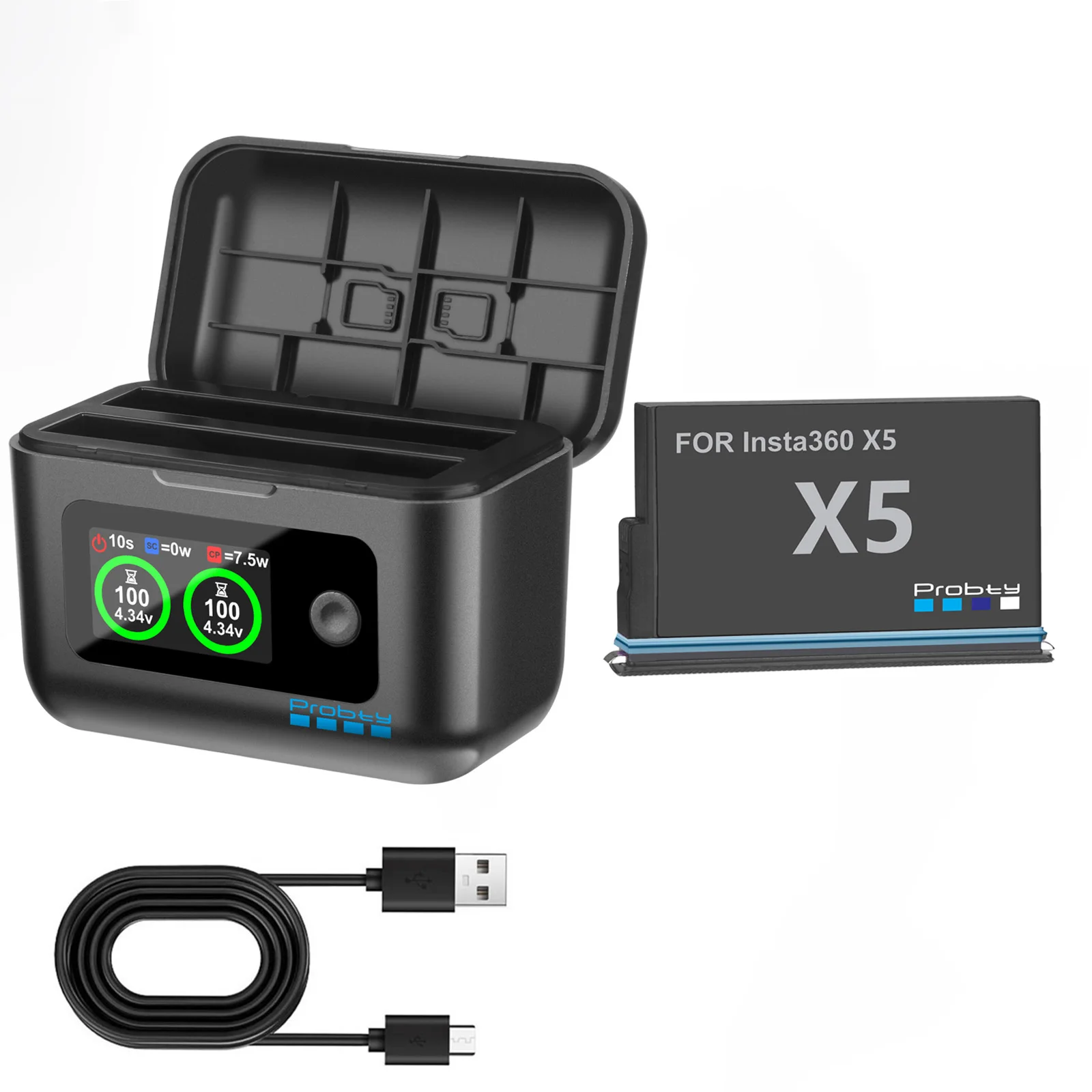 2850mAh voor Insta360 X5 Vervangende Batterij/Snellader doos voor Insta 360X5 Actie Camera Accessoires
