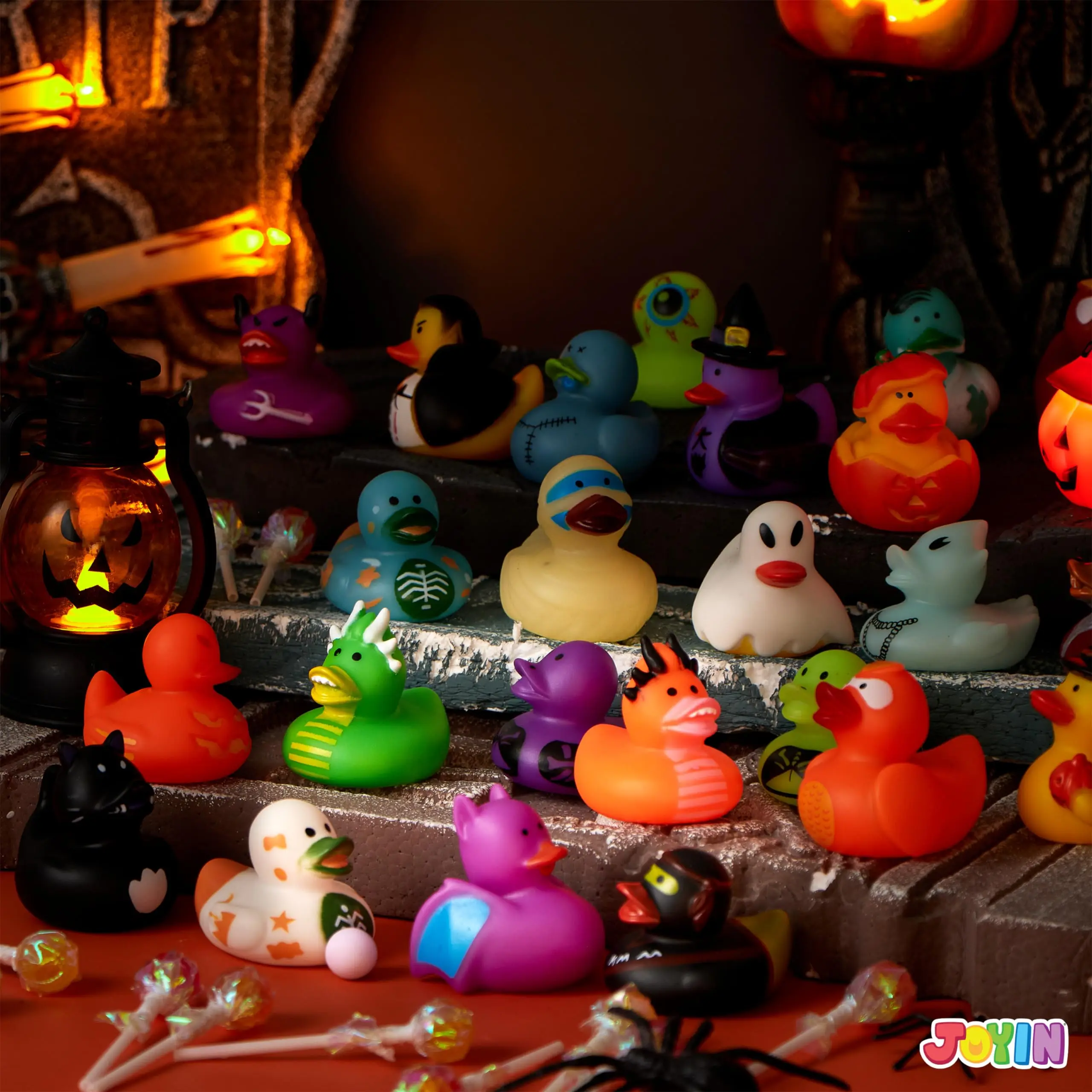 24PCS Halloween Adorable Float Rubber Duck,Halloween Style Design Duck Toy for Kid Trick or Treat Halloween Themed Bath Toy