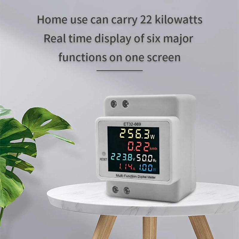 Intelligente elektriciteitsmeter Slimme watt-urenteller 220V Spanningsstroom Vermogen Frequentiefactormeter Railtype meter