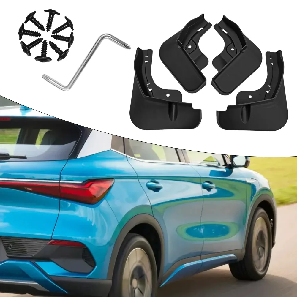 

4pcs Car Mudflaps Fender Splash Guards With Screws Front Rear Wheel Mudguards For BYD Atto 3 Yuan Plus EV 2022 2023 2024