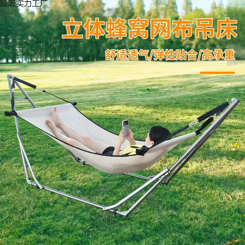 Breathable Mesh Rollover Hammock Hanging Swing Chair Single Double Portable Outdoor Bed for Camping Dormitory