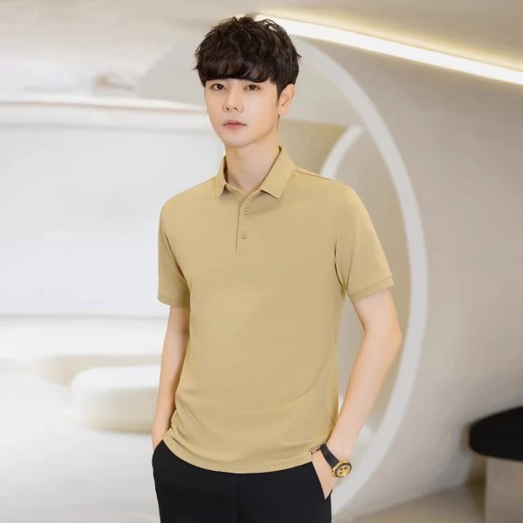 Simple Korean Fashion Men's T-Shirt Half Sleeve Summer Top Ice Silk Material Slim Fit Comfortable and Trendy for Young Men