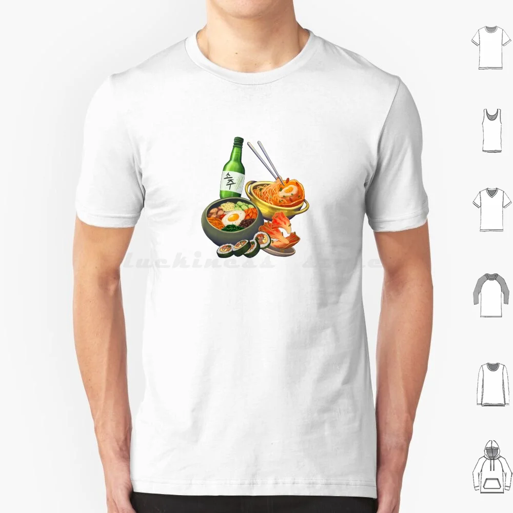 Korean Food Set T Shirt Big Size 100% Cotton Korea Korean Food Cuisine Korean Food Korean Dish Korean Drama Cook Eat Plate