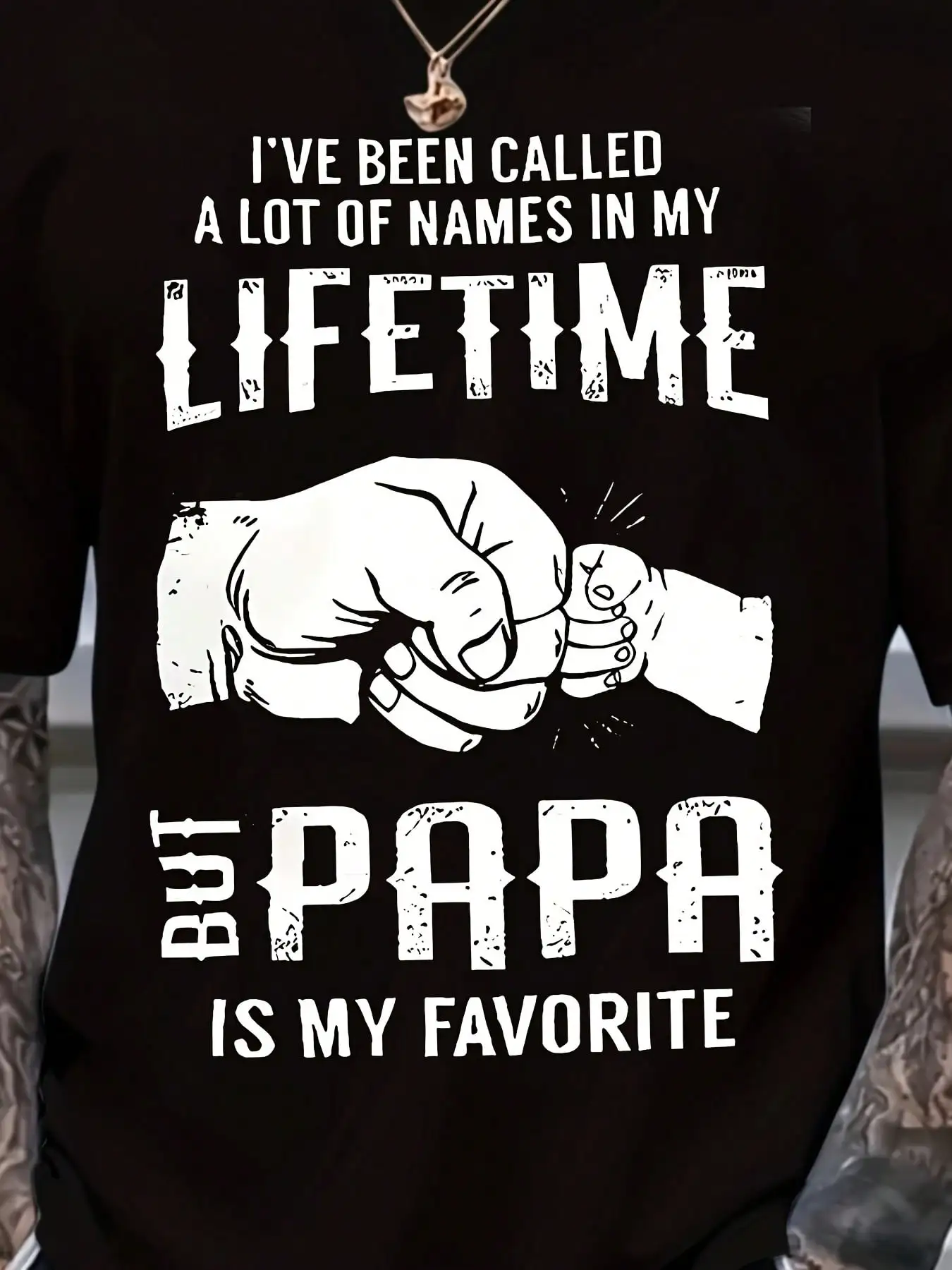 

[Funny PAPA T-Shirt] PAPA Graphic Men's Casual T-Shirt | Funny "But Papa Is My Favorite" Design