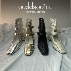 Ods Sexy Brand Luxury Gold Gladiator Sandals Platform Beige Summer Mesh Grid Ankle Boots Roman Sandals For Woman Genuine Leather