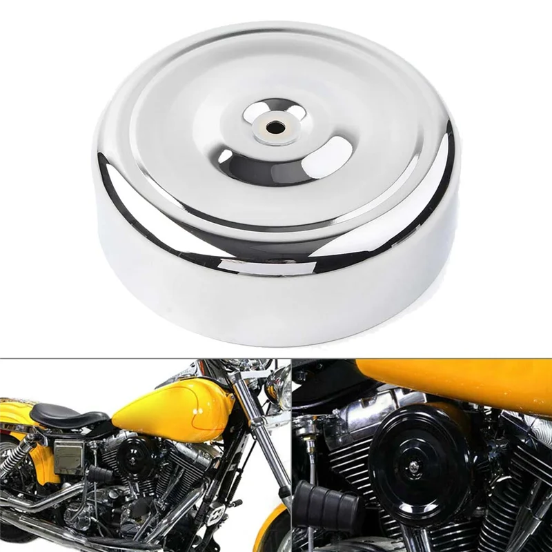 Chrome 7Inch Round Ripple Air Cleaner Cover for Harley Touring Softail Dyna FL FX FXST FLST FXR XL FXD FLT