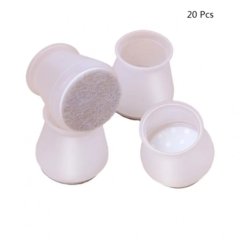 20 pcs Circular Silicone Felt Wear-resistant Thickened Protective Cover for Table Leg / Stool Leg / Chair Felt Leg