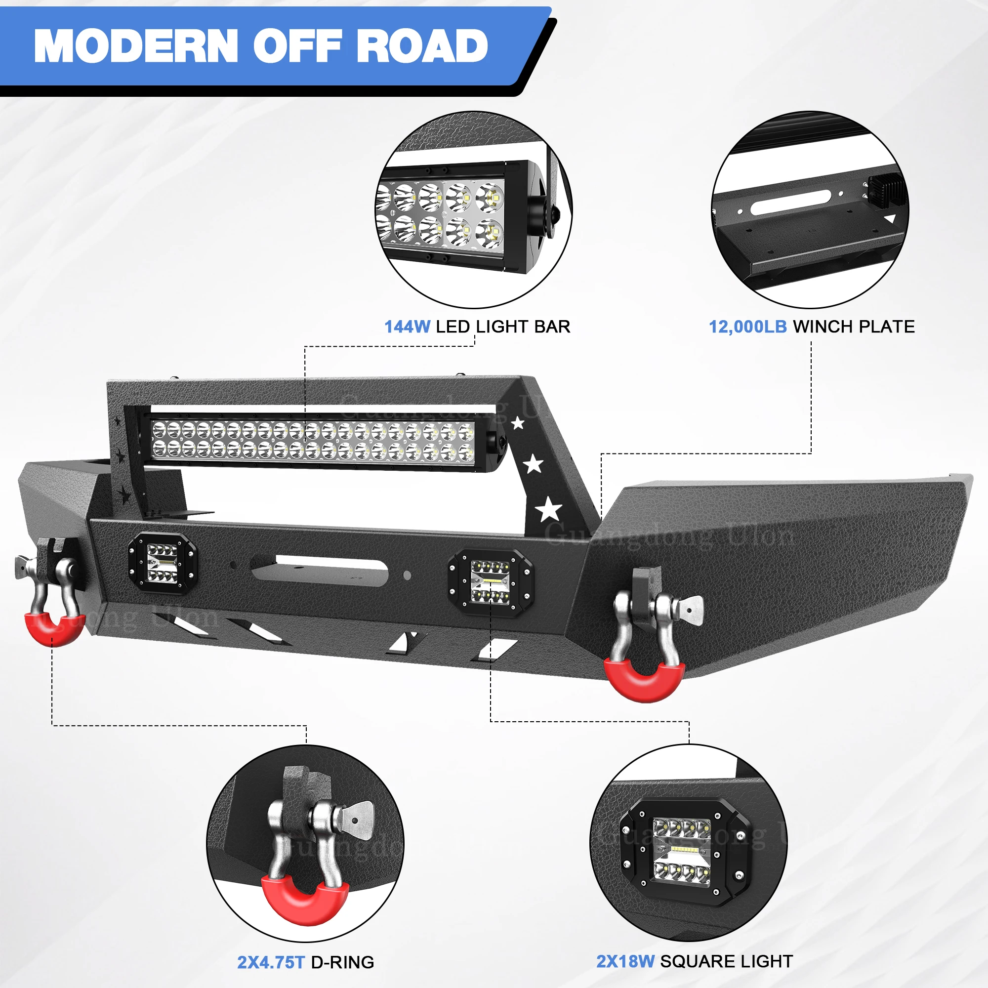 Factory Price OEM Front Bumper Fit 1999-2004 Jeep 2nd Gen Grand Cherokee WJ Off-road Bumper Equipped with Winch Plate