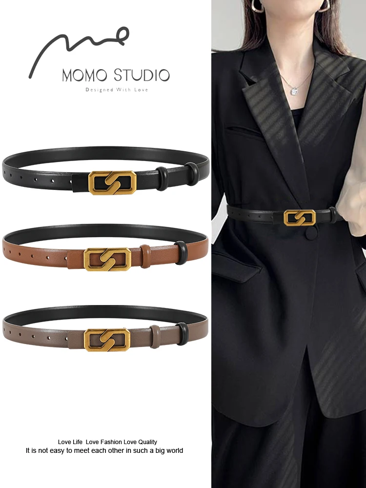 

New Women Reversible Genuine Leather Belt for Dresses Pants Jeans Fashion Skinny Dress Belts Luxury dual-use Waistband